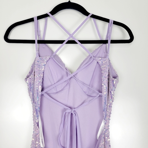 NWOT B. Darlin Juniors Iridescent Sequin Gown in Lilac Purple Size 11/12 - Picture 8 of 10